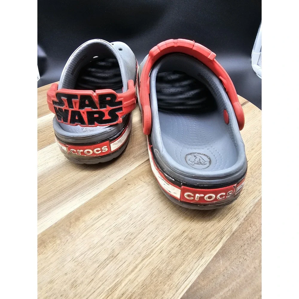 Crocs Star Wars Kylo Ren Villain Kids Size C10/11 Gray Slip On Mule Clog Sandals